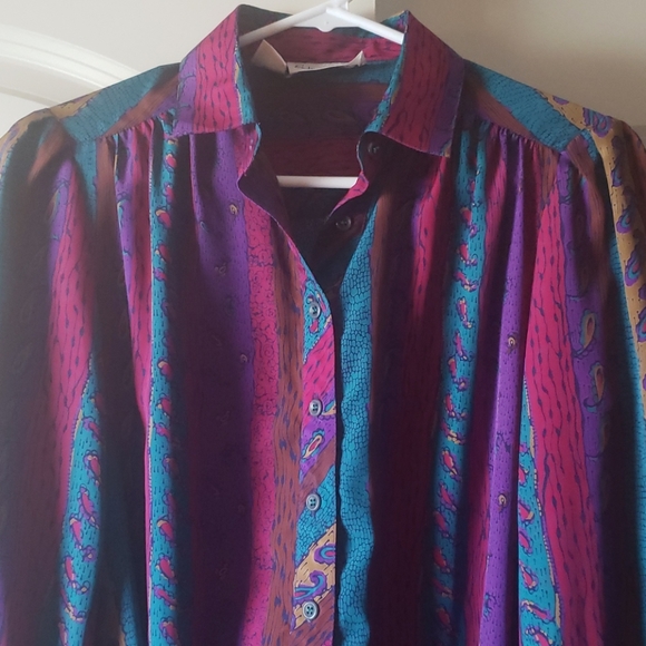 Vintage 1980's Schrader Sport Shirt Dress Sz 10 - Picture 2 of 8